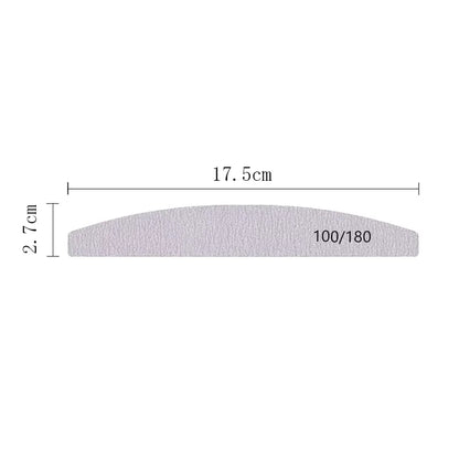 Nail File Buffer 100/180 Grit Half Moon Nail Files Double Side Sandpaper Nail Sanding Grinding Gel Nail Polish Manicure Tool