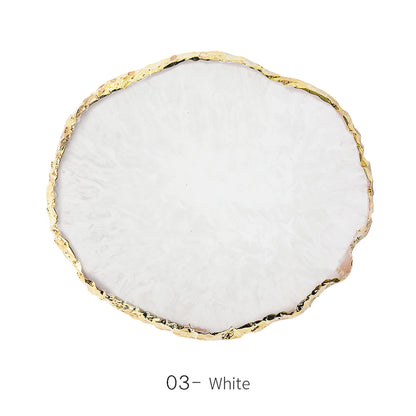 1PC Round Resin Agate Stone Nail Art Palette False Nail Tips Mixing Color Drawing Pallet Gel Polish Display Shelf Manicure Tool
