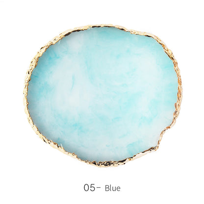 1PC Round Resin Agate Stone Nail Art Palette False Nail Tips Mixing Color Drawing Pallet Gel Polish Display Shelf Manicure Tool