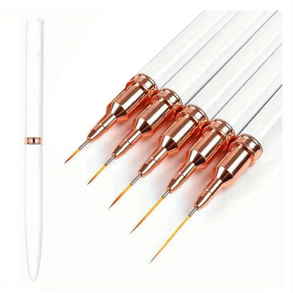 5Pcs/Set Nail Art Liner Brushes Set Elongated Lines Striping Drawing UV Gel Painting Nail Design Pen Professional Manicure Tool