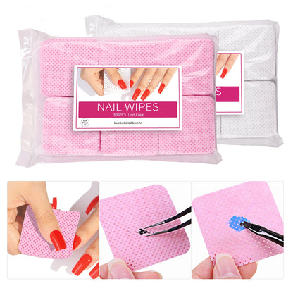 300pcs Cotton Gel Nail Polish Remover Wipes Nail Cleaning Pads Non Woven Lint-Free Nail Pads For Beauty Salon Nail Art Tool