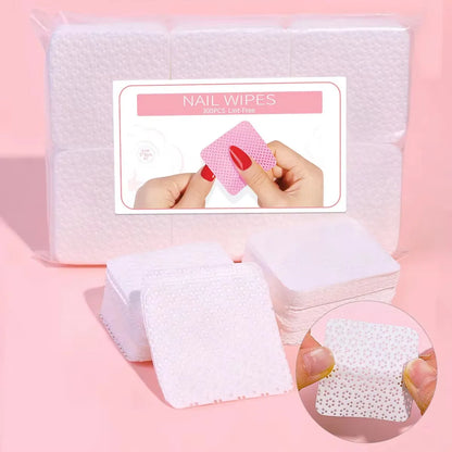 300pcs Cotton Gel Nail Polish Remover Wipes Nail Cleaning Pads Non Woven Lint-Free Nail Pads For Beauty Salon Nail Art Tool